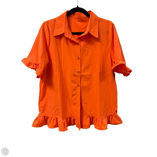 Blouse Short Sleeve By Clothes Mentor In Orange, Size: L