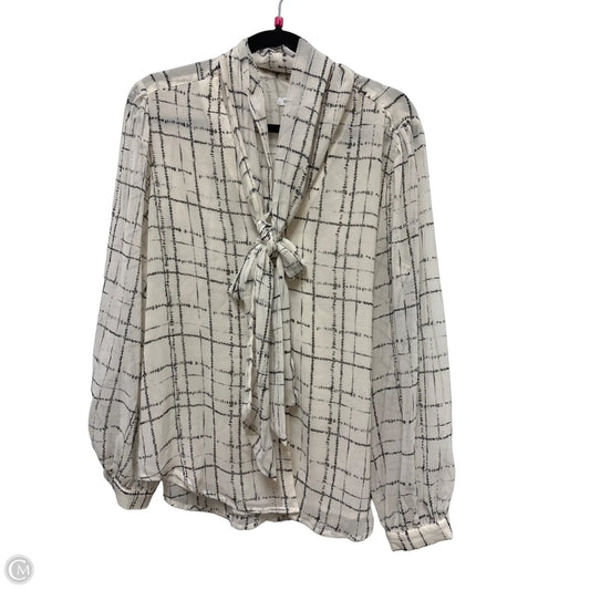 Top Long Sleeve By Chicos In Black & Cream, Size: L