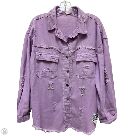 Jacket Denim By Clothes Mentor In Purple Denim, Size: L