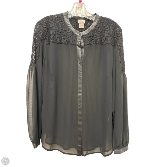 Blouse Long Sleeve By Chicos In Black, Size: L