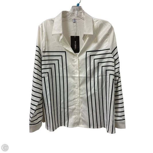Blouse Long Sleeve By Clothes Mentor In Black & White, Size: L
