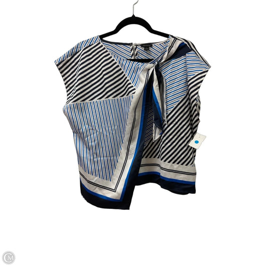 Top Short Sleeve By Ann Taylor In Blue & White, Size: L