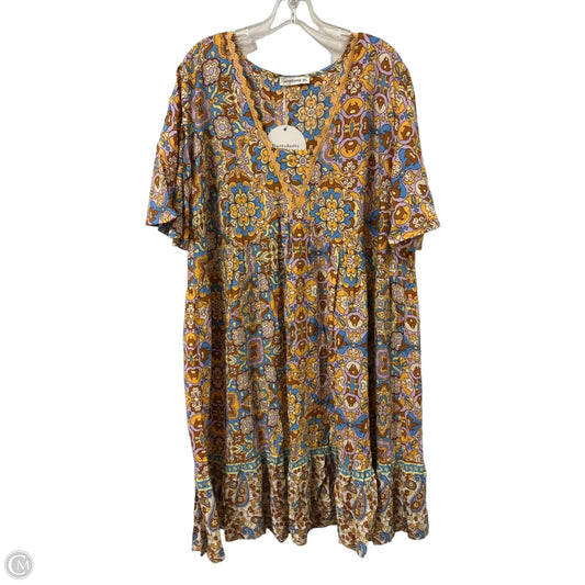 Dress Casual Midi By Rusttydustty In Purple & Yellow, Size: 3x