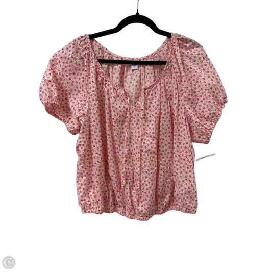 Top Short Sleeve By Old Navy In Pink & White, Size: Xl
