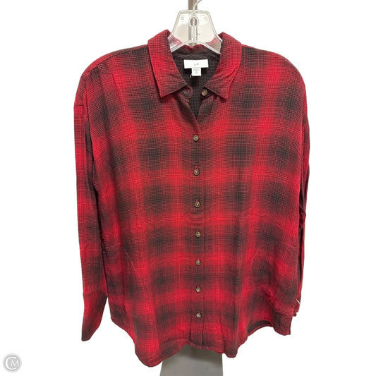 Blouse Long Sleeve By J. Jill In Black & Red, Size: Xsp