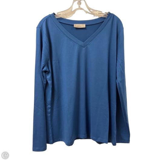 Top Long Sleeve By Zenana In Blue, Size: 2x