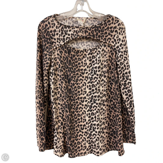 Top Long Sleeve By Bibi In Animal Print, Size: S