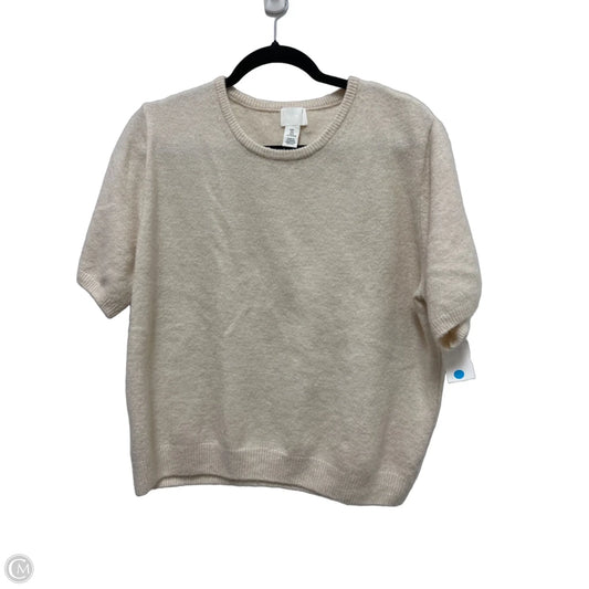 Sweater Short Sleeve By H&m In Cream, Size: L
