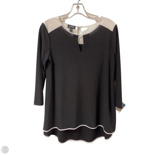 Top Long Sleeve By Jones New York In Black & White, Size: S