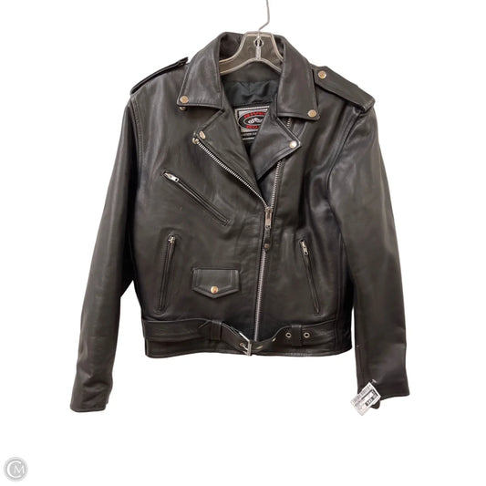 Jacket Leather By River Road In Black, Size: M