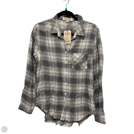 Blouse Long Sleeve By Pink Rose In Grey, Size: L