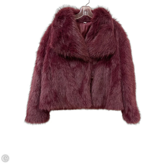 Jacket Faux Fur & Sherpa By Clothes Mentor In Maroon, Size: M