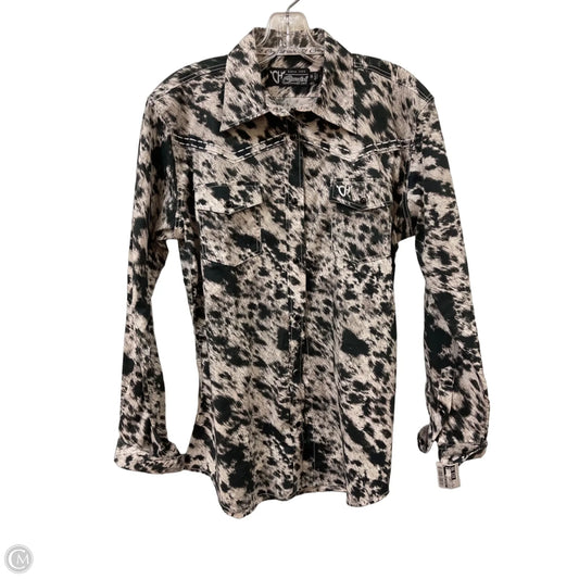 Blouse Long Sleeve By Clothes Mentor In Black & White, Size: M