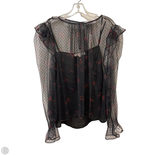 Top Long Sleeve By Loft In Black & Red, Size: Xl