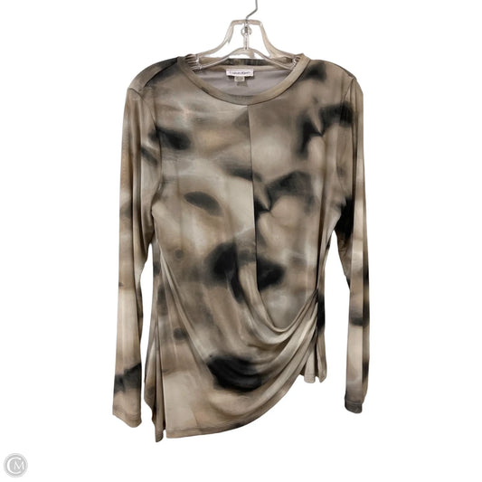 Top Long Sleeve By Calvin Klein In Black & Grey, Size: M