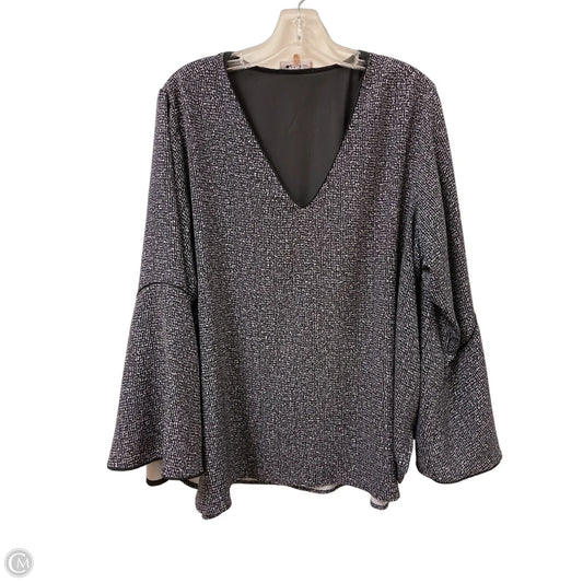 Top Long Sleeve By Calvin Klein In Black & White, Size: 1x