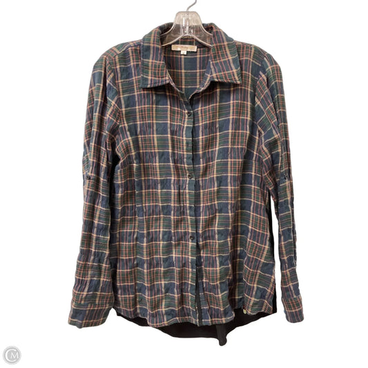 Blouse Long Sleeve By Andree By Unit In Black & Green, Size: S