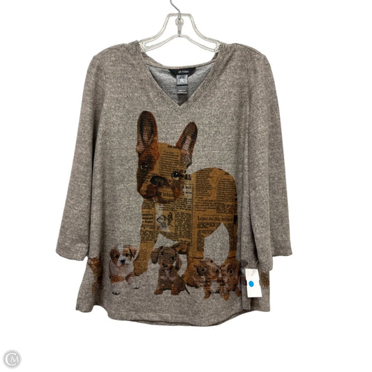 Top Long Sleeve By Ali Miles In Grey, Size: S