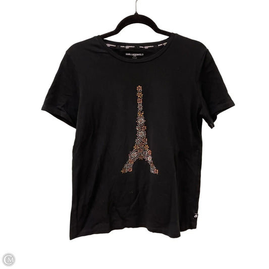 Top Short Sleeve Designer By Karl Lagerfeld In Black, Size: M