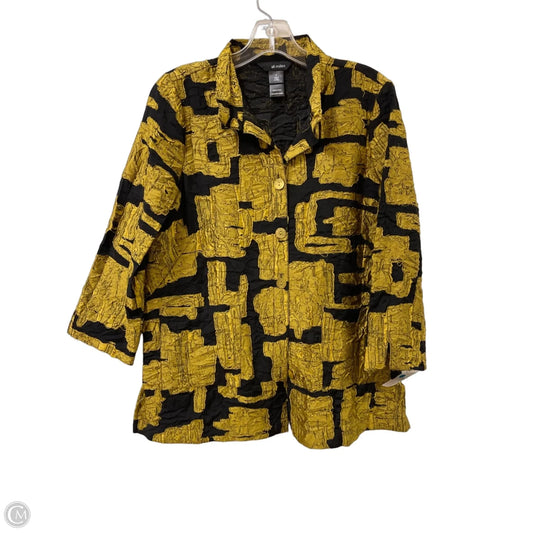 Blouse Long Sleeve By Ali Miles In Black & Yellow, Size: S
