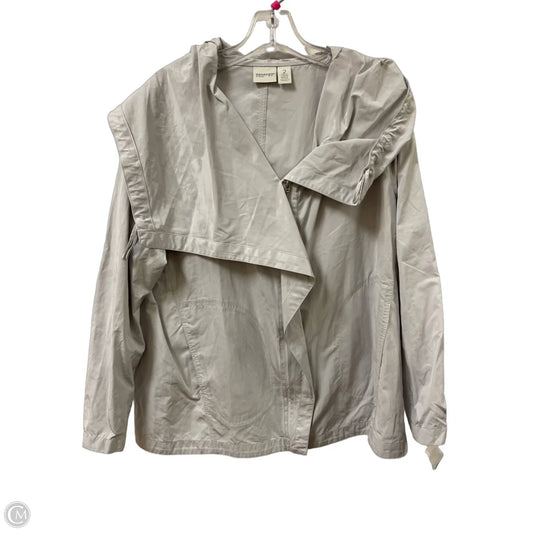 Jacket Windbreaker By Chicos In Grey, Size: L