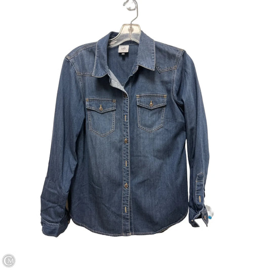Blouse Long Sleeve By Cabi In Blue Denim, Size: S