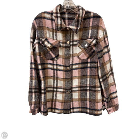 Jacket Shirt By Clothes Mentor In Brown & Pink, Size: S