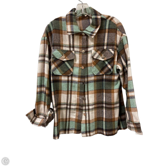Jacket Shirt By Clothes Mentor In Brown & Green, Size: S