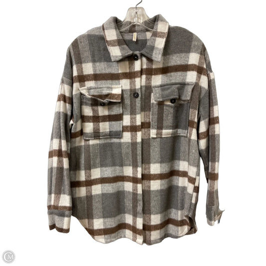 Jacket Shirt By Clothes Mentor In Brown & Grey, Size: S