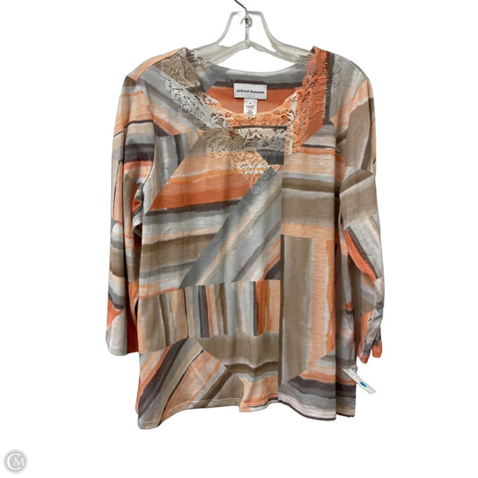 Top Long Sleeve By Alfred Dunner In Grey & Orange, Size: M