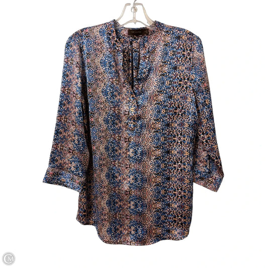 Top Long Sleeve By Limited In Blue & Cream, Size: M