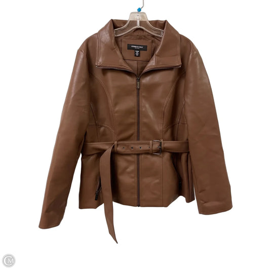 Jacket Moto By Kenneth Cole In Brown, Size: Xl