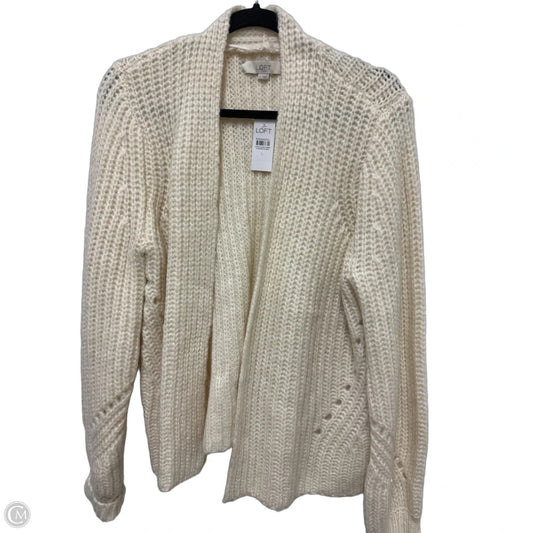 Sweater Cardigan By Loft In White, Size: L