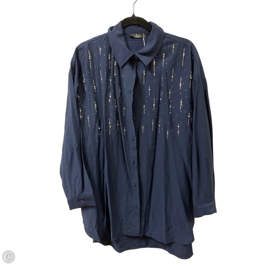 Blouse Long Sleeve By Clothes Mentor In Navy, Size: Xl