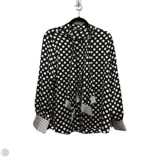 Blouse Long Sleeve By Clothes Mentor In Polkadot Pattern, Size: L