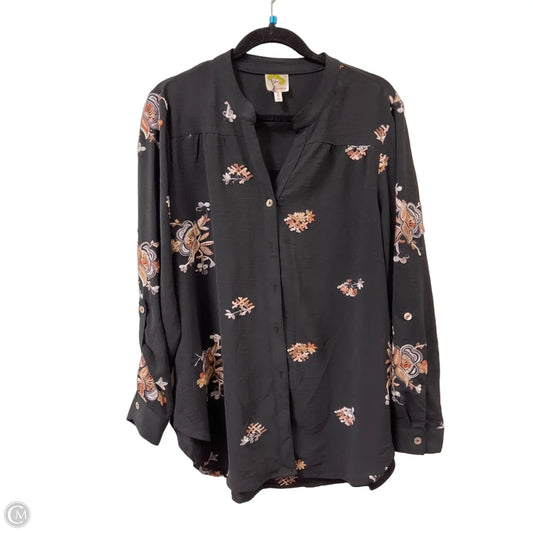 Blouse Long Sleeve By Clothes Mentor In Black & Cream, Size: L