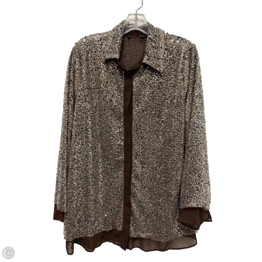 Blouse Long Sleeve By Clothes Mentor In Brown, Size: Xl