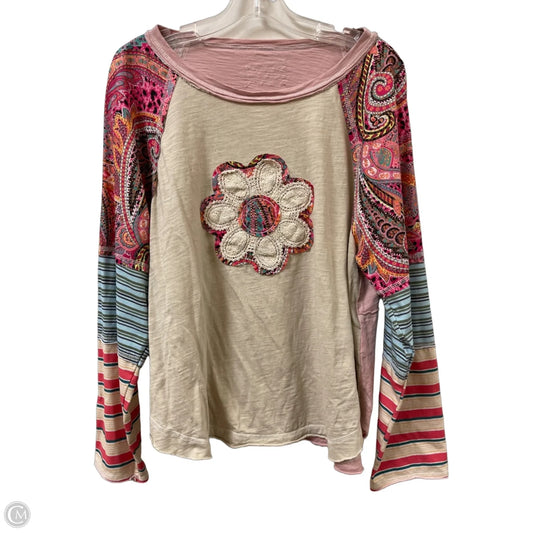 Top Long Sleeve By Clothes Mentor In Cream & Pink, Size: M