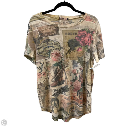 Top Short Sleeve By Origami In Multi-colored, Size: S