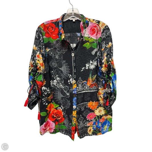 Blouse Long Sleeve By John Mark In Floral Print, Size: S