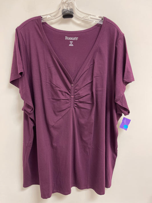 Top Short Sleeve Basic By Roamans In Purple, Size: 2x