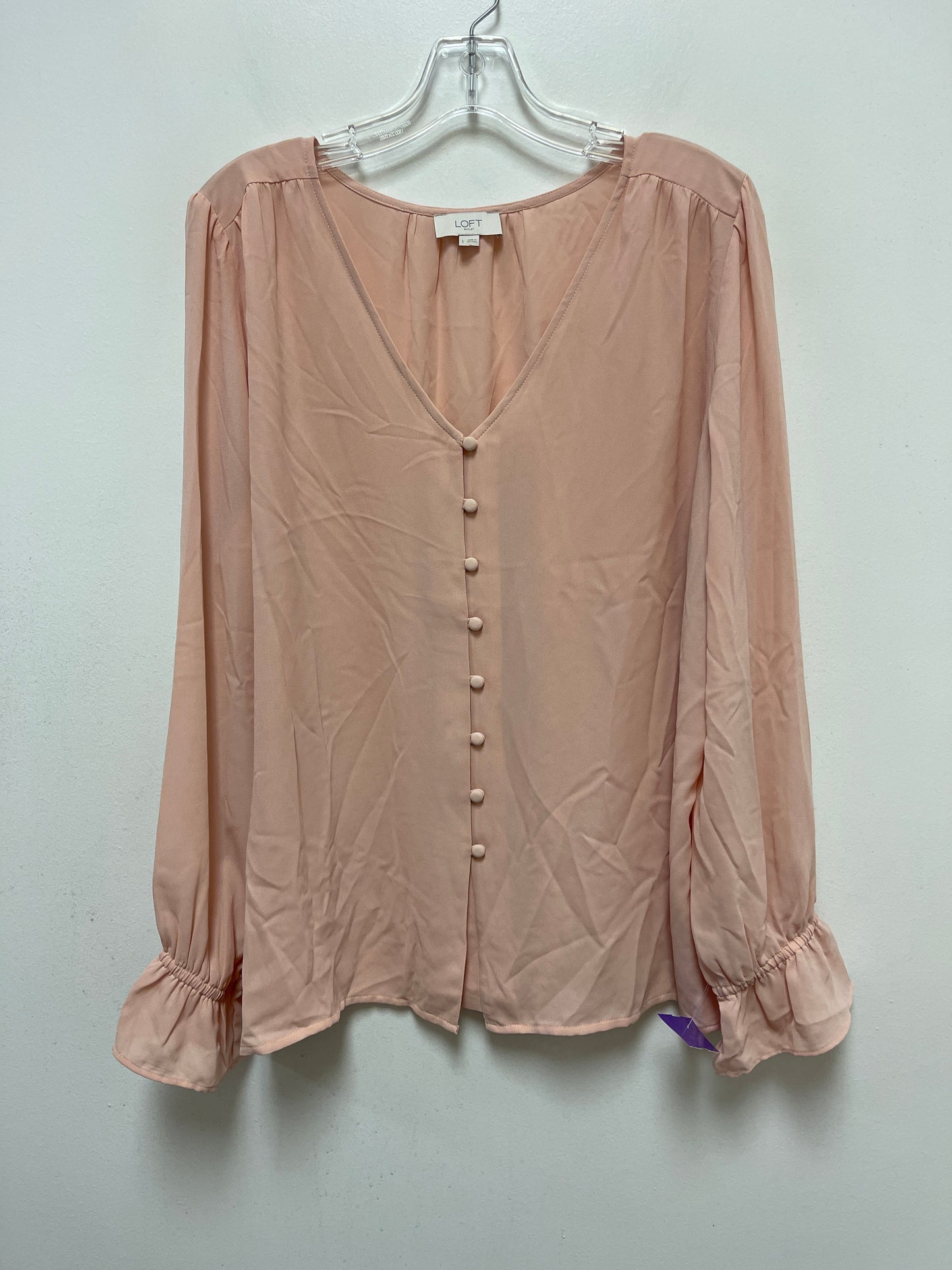 Pink Top Long Sleeve Loft, Size L