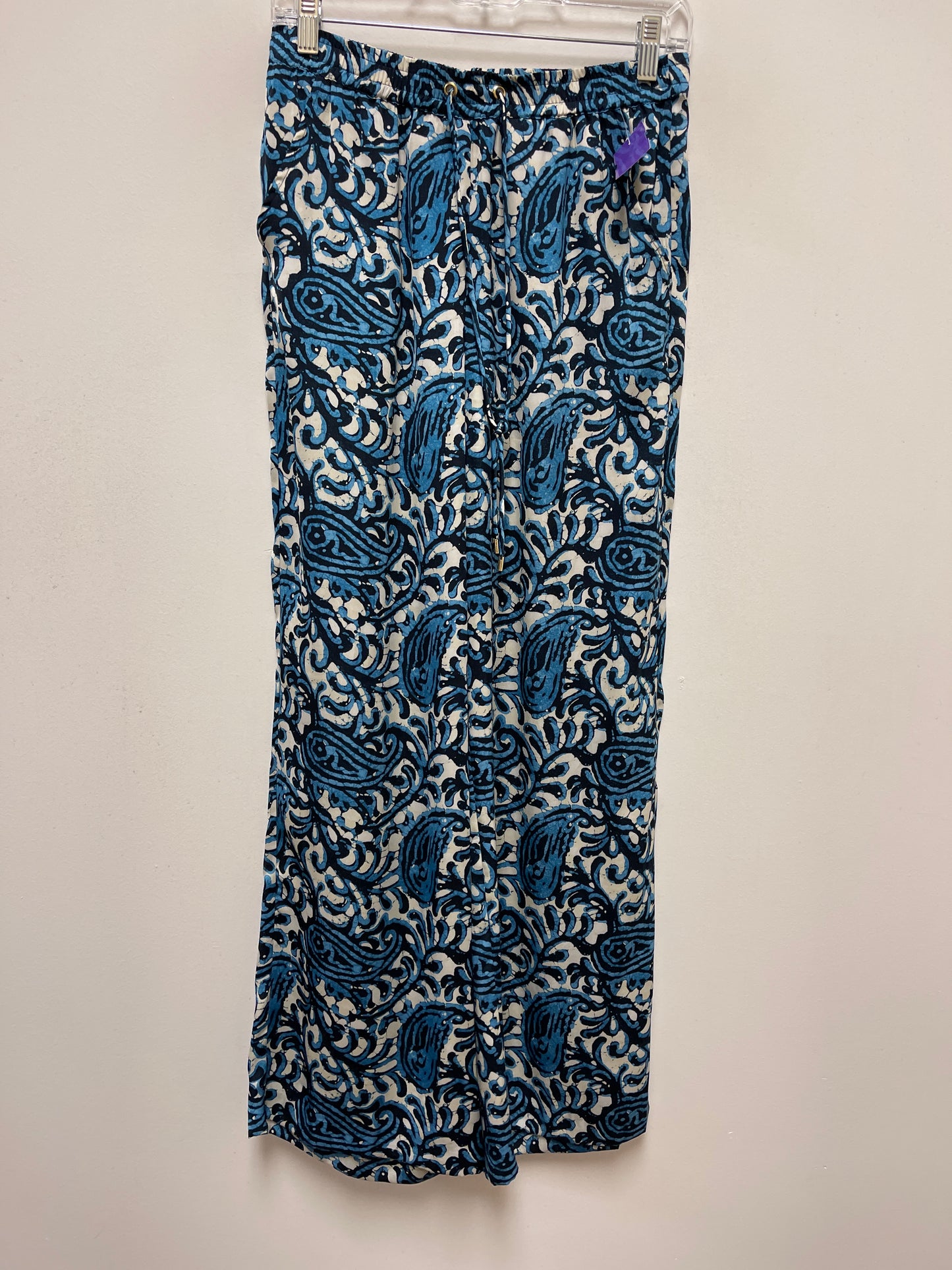 Blue & White Pants Wide Leg Michael By Michael Kors, Size 4