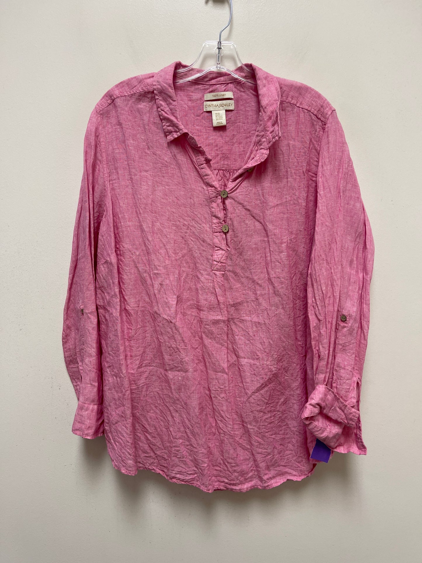 Pink Top Long Sleeve Cynthia Rowley, Size 2x