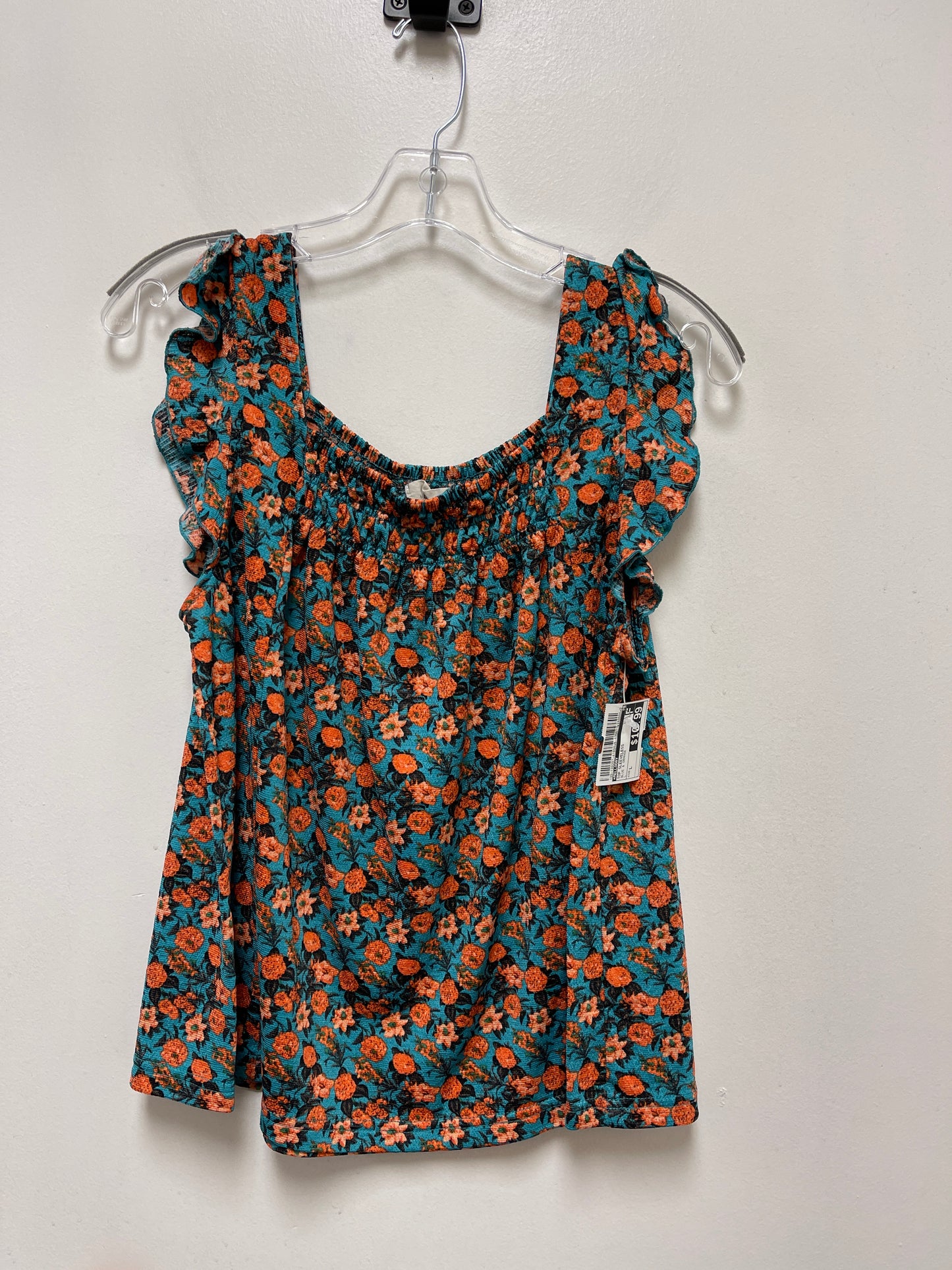 Blue & Orange Top Sleeveless Melloday, Size L