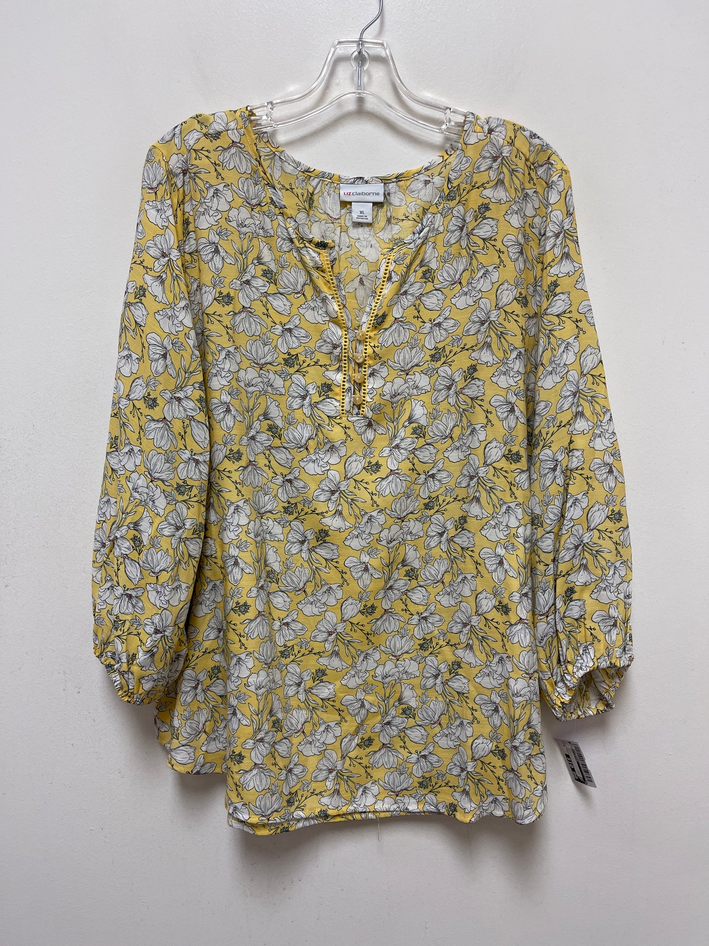 Yellow Top Long Sleeve Liz Claiborne, Size Xl