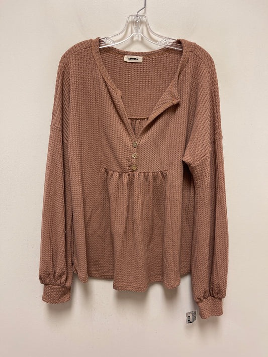 Brown Top Long Sleeve Clothes Mentor, Size L