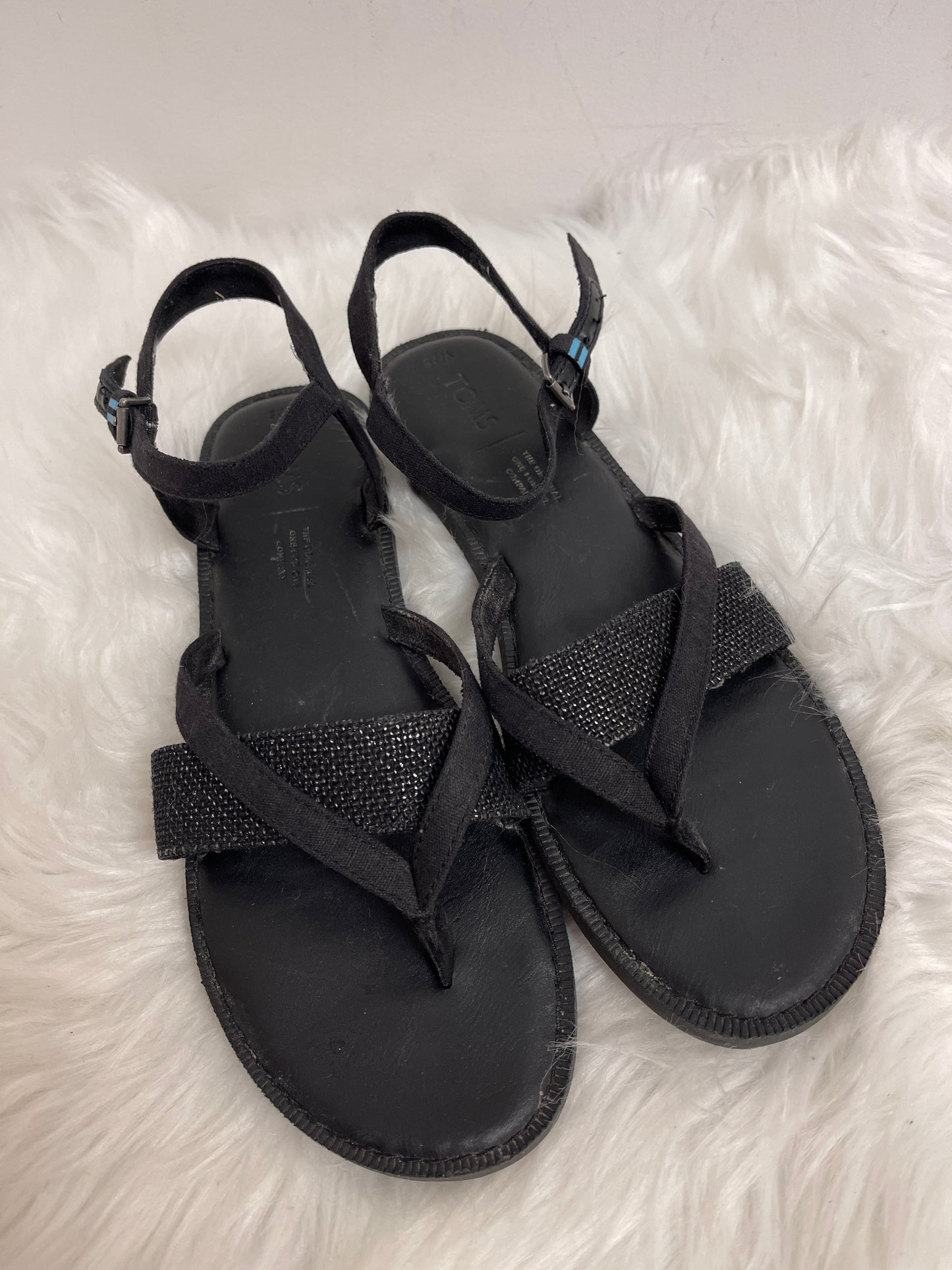 Black Sandals Flats Toms, Size 7.5