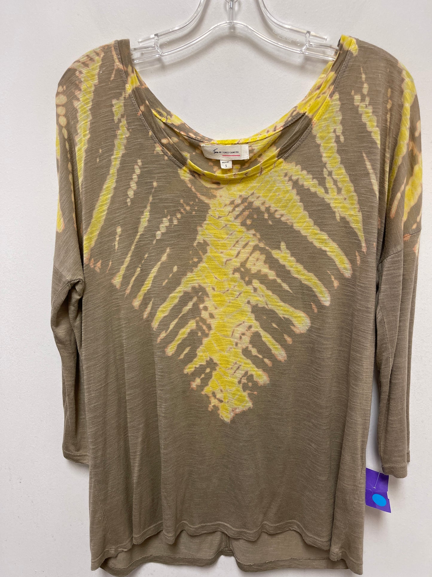 Cream & Yellow Top Long Sleeve Two By Vince Camuto, Size S