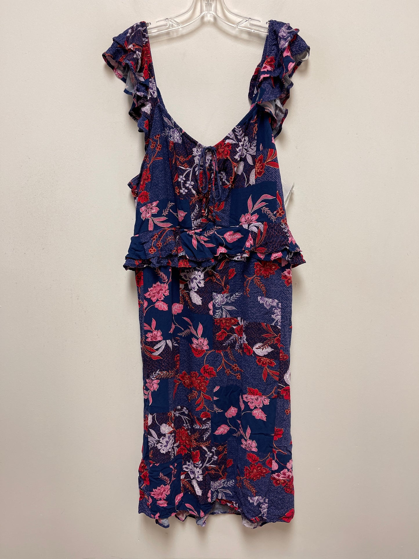 Blue & Pink Dress Casual Midi Sofia By Sofia Vergara, Size 2x